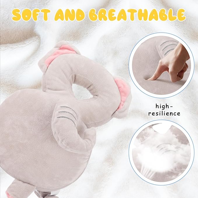 Baby Head Protection Backpack - Soft & Comfortable, Cute Cartoon Design, Elephant-CubbioJoy