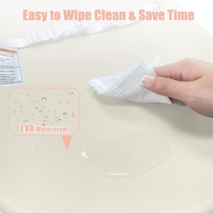 Baby Changing Pad, EVA Waterproof Non-Slip Changing Table Pad with Adjustable Strap for Dresser Changing Table Nursery, Portable Diaper Changing Pad, Oat-CubbioJoy