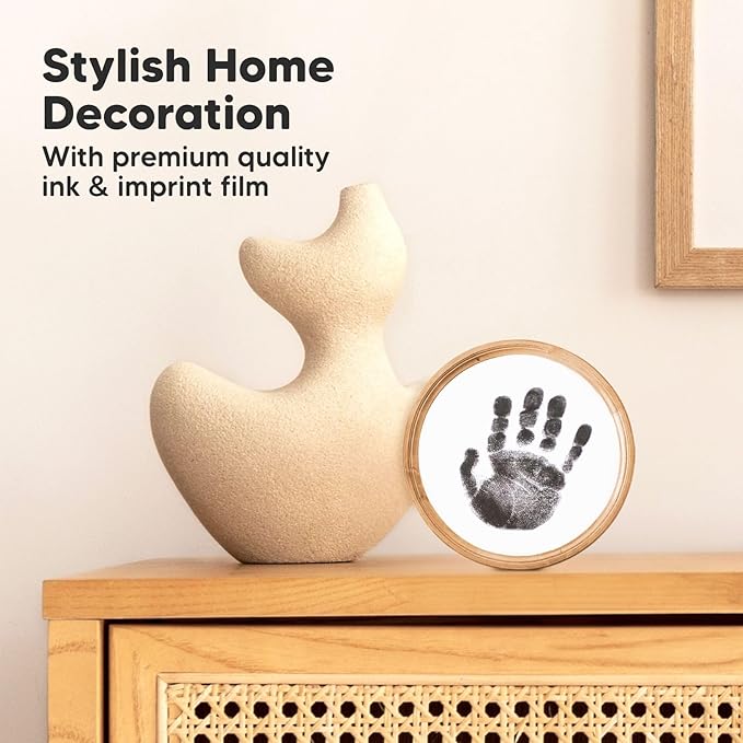 2-Pack Round Inkless Baby Hand and Footprint Kit - Mess Free Ink Pad for Newborn Keepsake, Dog Nose & Paw Print Kit, Clean Touch Ink Pad for Baby Hand & Footprints,Ideal New Mom Gifts (Jet Black)-CubbioJoy