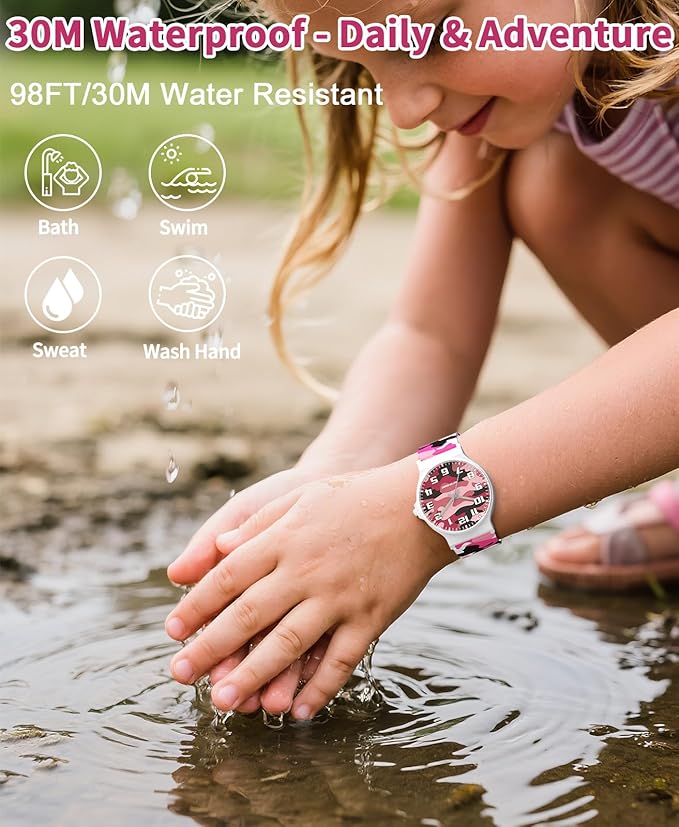 Kids Analog Watch Boys Girls, 30M Waterproof, Sports Watch for Boys, Easy to Read Children's Thin Dial Wrist Watches with Soft Band, for Ages 5-15 Kids Great Birthday Gifts Christmas Day-CubbioJoy