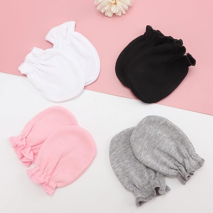 BQUBO Newborn Infant Toddler Mittens No Scratch Cotton Elastic Wrist Gloves Hypoallergenic for 0-6 Months Baby Boys Girls-CubbioJoy