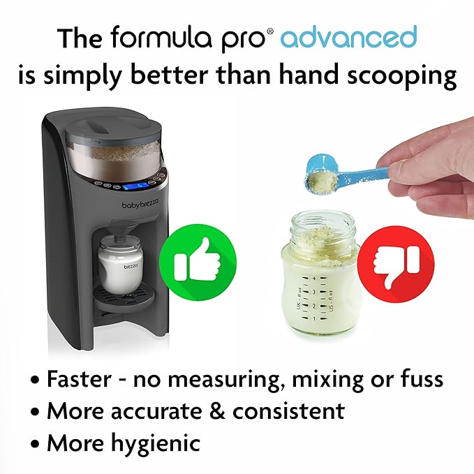 Baby Brezza New and Improved Formula Pro Advanced Formula Dispenser Machine - Automatically Mix a Warm Formula Bottle Instantly - Easily Make Bottle with Automatic Powder Blending, Charcoal-CubbioJoy