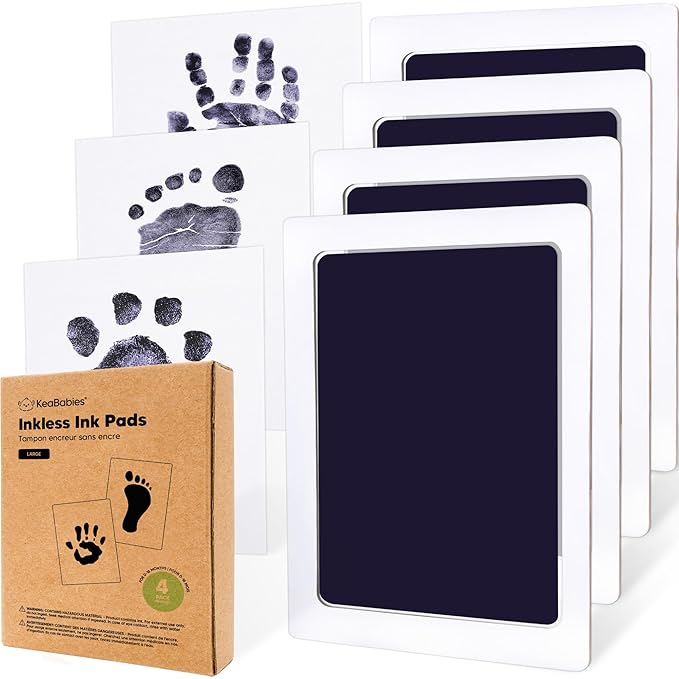 4-Pack Inkless Baby Hand and Footprint Kit - Mess Free Ink Pad for Newborn Keepsake, Dog Nose & Paw Print Kit, Clean Touch Ink Pad for Baby Hand & Footprints, Ideal New Mom Gifts (Twilight, L)-CubbioJoy