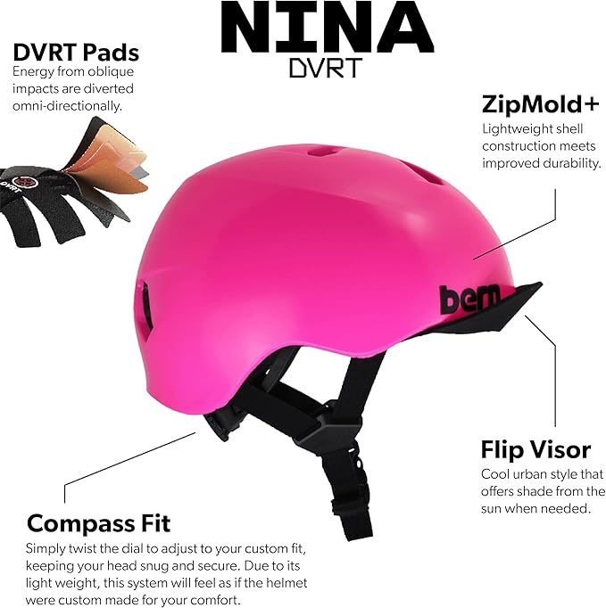 Bern Nino Bike Helmet for Kids, Ages 3-12, Flip Visor, Adjustable fit, Lightweight, CPSC Safety Certified-CubbioJoy