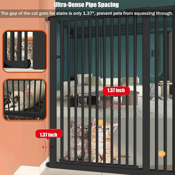 55.1 Inch Tall Baby Gate Auto Close Dog Gate Adjustable 29.92"- 48.03" Wide Pressure Mounted Walk Through Swing Pet Gate for Doorways (Black, 29.92"- 48.03")-CubbioJoy