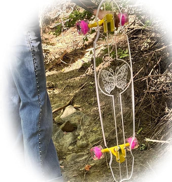 Clear Longboard Skateboard - Transparent Acrylic Long Boards with Light-Up LED Wheels for Smooth Rides - Ride The Streets in Style with Longboard Built for Beginners & Pros Alike-CubbioJoy