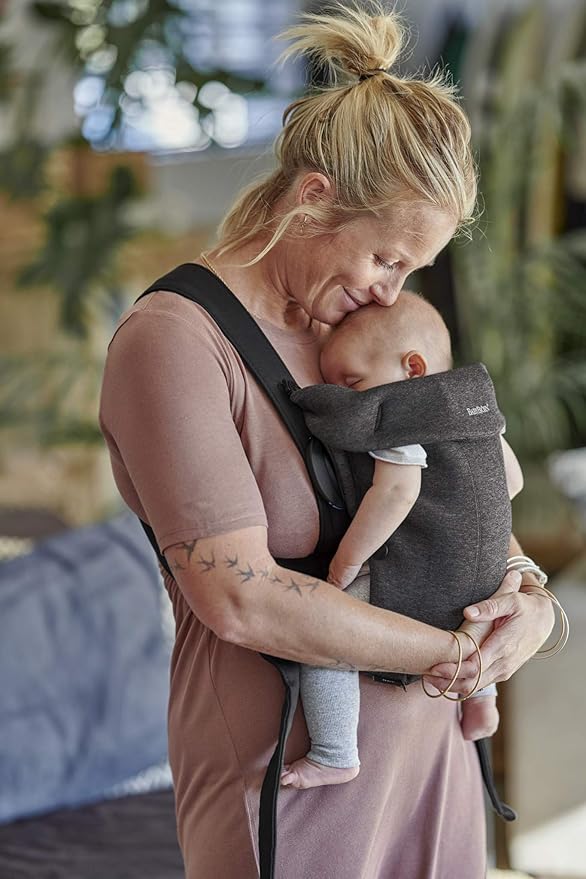 BabyBjörn Baby Carrier Mini, Charcoal Gray, 3D Jersey | Infant Carrier (7-25 lbs), Ergonomic, Easy-to-Use-CubbioJoy