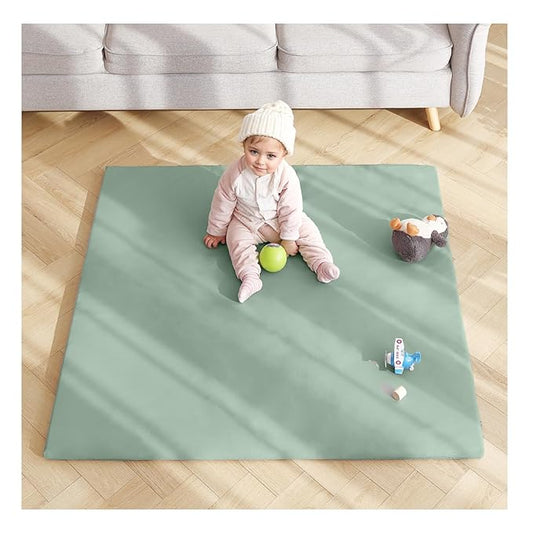 Baby Play Mat 48"x48" – Thick, Non-Slip Foam Mat for Babies and Toddlers. Foldable, Scrubbable, Odorless, and Soft, Ideal for Playpens, Crawling, and Indoor Playtime-Green-CubbioJoy