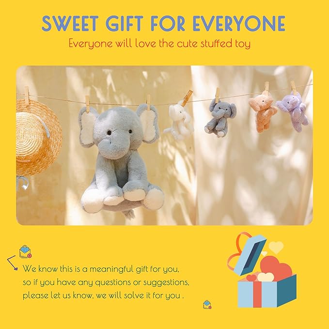 5 Pieces Elephant Stuffed Animals for Girls, 1 Mommy Elephant with 4 Babies Soft Plush Set Toys Gifts for Kids Children 3 4 5 6 7 8 9 Years, Christmas, Birthday, Children's Day-CubbioJoy