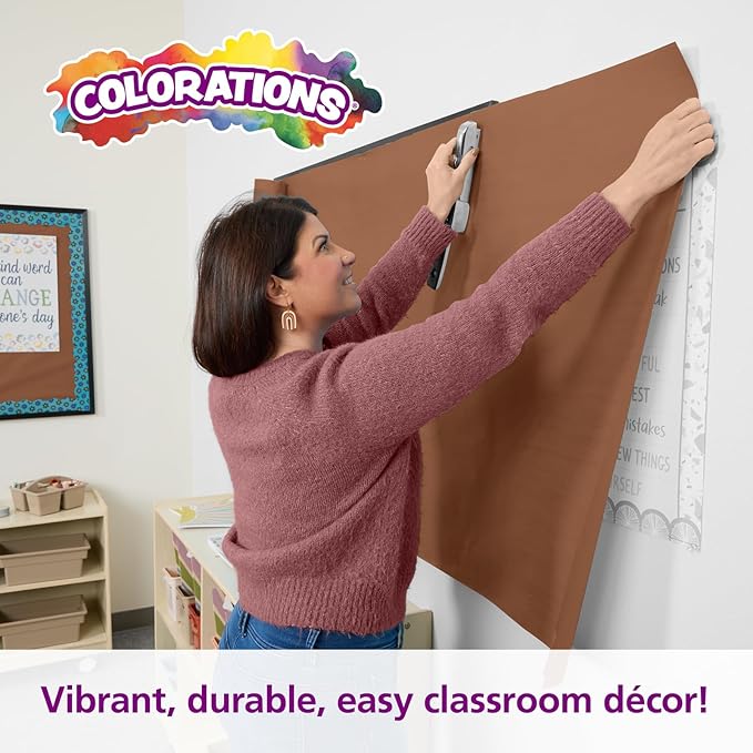 Colorations Prima-Color Fade-Resistant Paper Rolls, Brown, Arts and Crafts, 48" x 60' , Drawing, Finger Painting, Paint, Watercolor, Wall Art, Bulletin Boards, Kids Crafts (Item # DSBR)-CubbioJoy