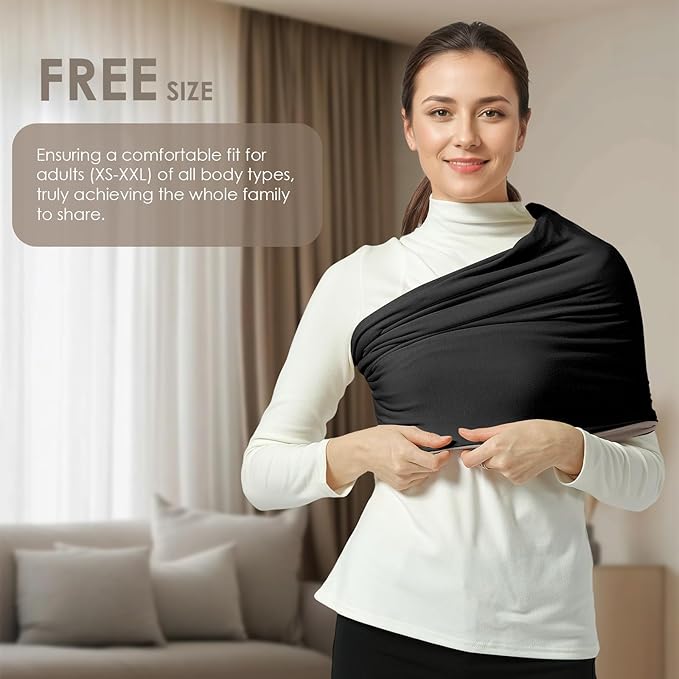 Baby Wrap Carrier, Lightweight Baby Wearing Wraps for Newborn and Infant, Soft Swaddle Holder Carrier, Cozy Baby Sling 7-35 lbs Black+Brown-CubbioJoy