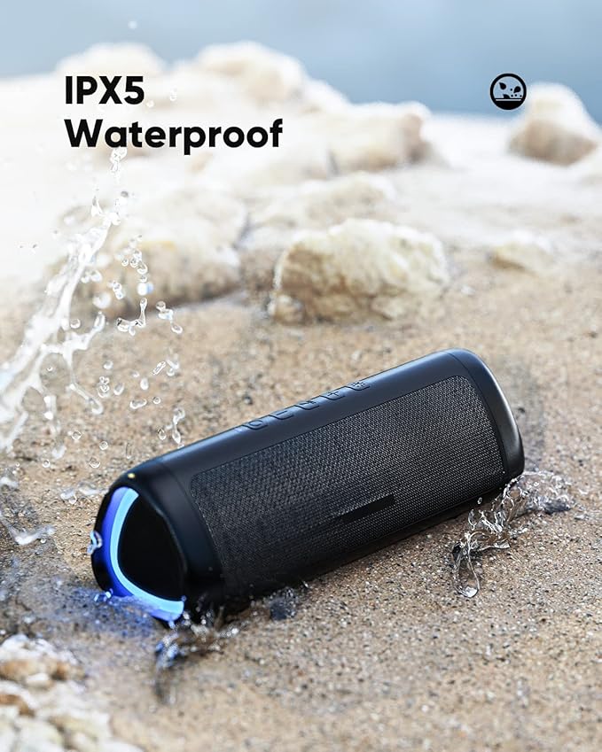 Bluetooth Speaker with HD Sound, Portable Wireless, IPX5 Waterproof, Up to 20H Playtime, TWS Pairing, BT5.3, for Home/Party/Outdoor/Beach, Stocking Stuffers, White Elephant Gifts for Adults (Black)-CubbioJoy