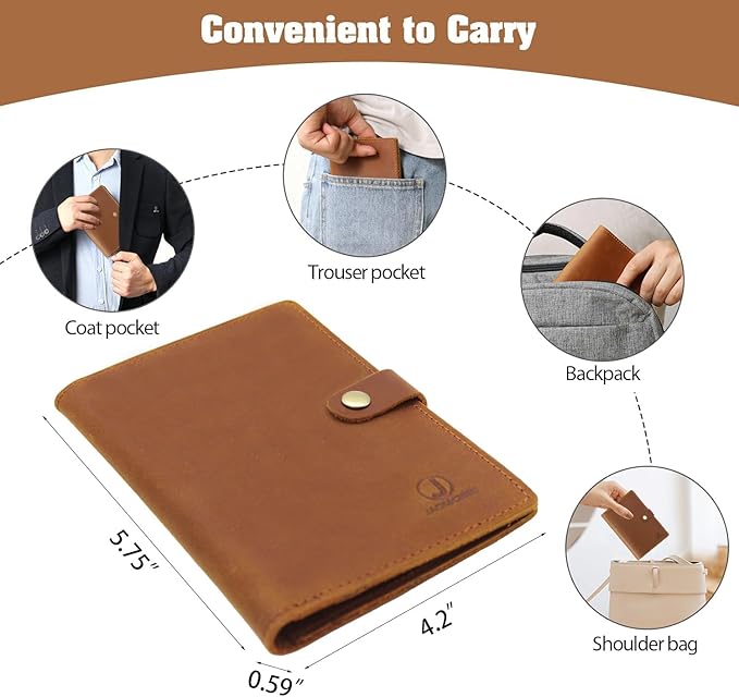 Jack&Chris Genuine Leather Passport Holder For Travel, RFID Blocking Handmade Passport Holder with Card Case Organized & Safe, Quality Travel Essentials for Women and Men for Gifting, Light Brown-CubbioJoy