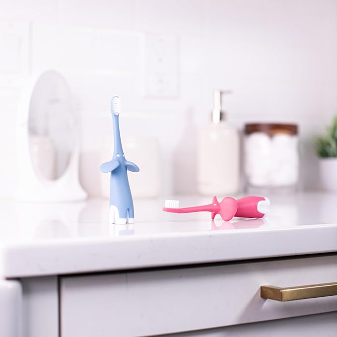 Dr. Brown's Infant-to-Toddler Toothbrush, Elephant, Pink, 0-3 Years-CubbioJoy