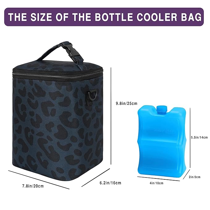 Breastmilk Cooler Bag with Ice Pack Fits 4 Bottles Up To 9 Ounce Insulated Breast Milk Cooler on the Go with Strap Baby Bottle Cooler Bag for Nursing Mom Daycare or Travel-CubbioJoy