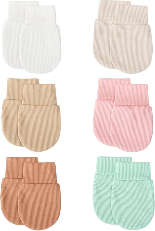 BQUBO 6 Pairs Newborn Baby Boys Girls Mittens 0-6 Months Unisex-Baby Infant Mittens Elastic No Scratch Wrist Gloves-CubbioJoy