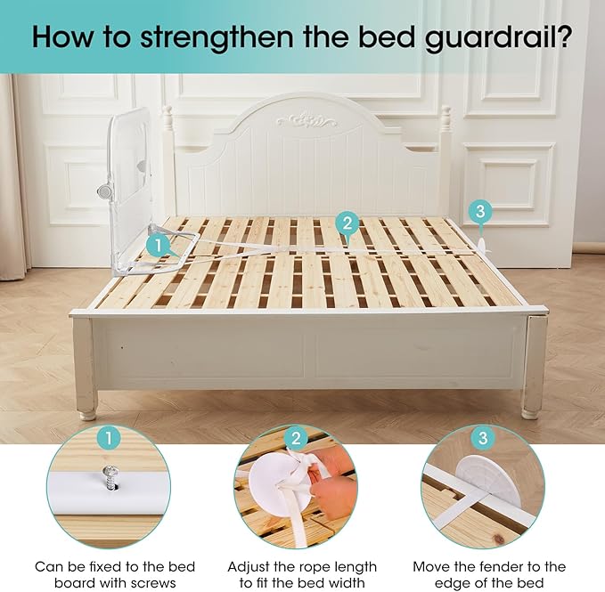 Baby Bed Rail Guard for Toddlers -46" Toddler Bed Rails for Twin, Full, Queen, King Bunk Size Bed Swing Down Bedrail Extral Tall Child Safety Side Railing Guards for Kids-CubbioJoy