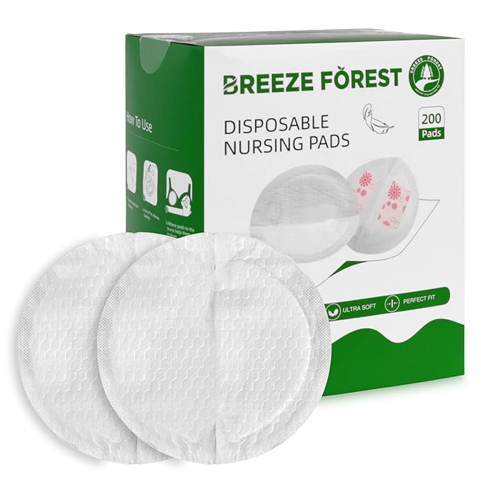 Disposable Nursing Pads, Ultra-Thin Breastfeeding Pads, Nipple Pads for Breastfeeding, Fit Fast Suction, Nursing Essentials (Round-200)-CubbioJoy
