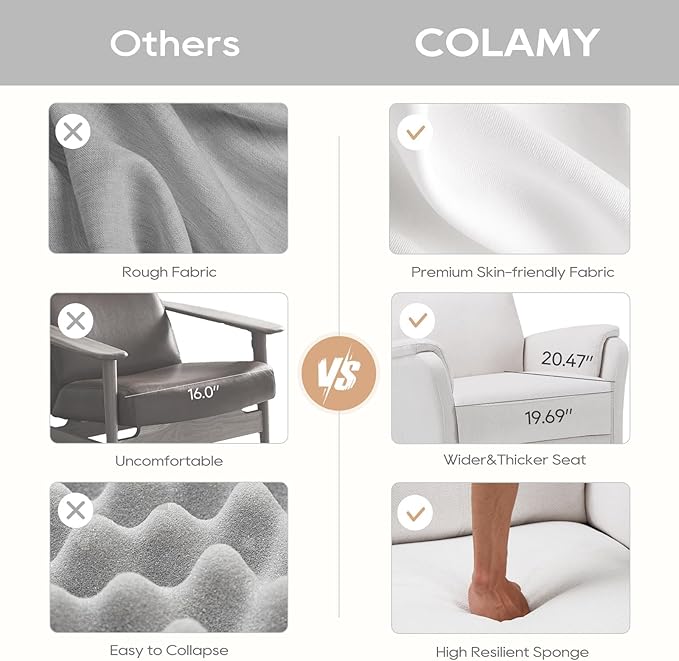 COLAMY Swivel Recliner Chair with Footrest, Rocker Glider Chair High Back with Double-Layer Cushion, Rocker Recliner for Nursery & Living Room, Bedroom, White-CubbioJoy