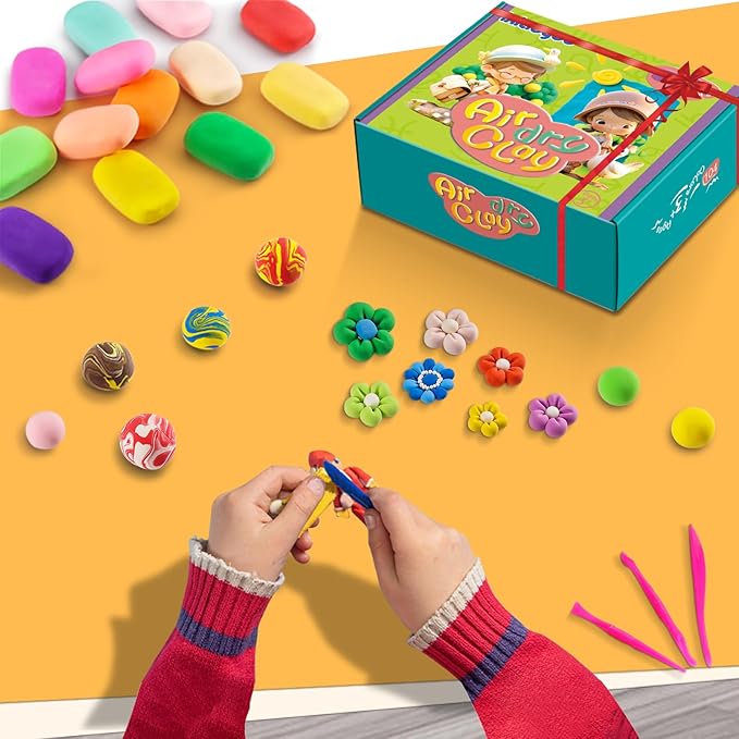 Air Dry Clay for Kids, 92 Colors Magic Modeling Clay, Children's DIY Model Kit, Ultra Light, Soft & Non-Sticky, Great Birthday&Christmas Gift for Age 3-12 Years Old Years Girls & Boys Kids-CubbioJoy