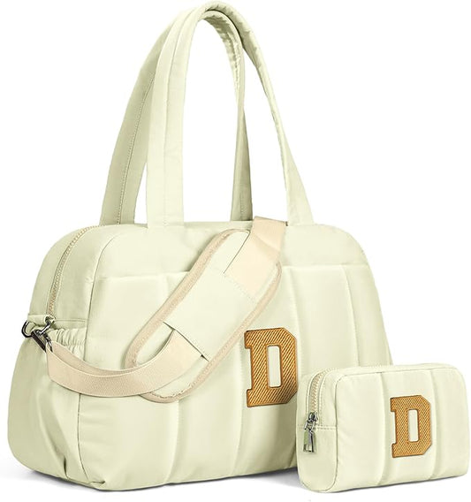 Duffle Bag for Travel Women, Travel Bags，Bridesmaid Gifts-Initial Overnight Bag with Wet Pocket，Lightweight Weekender Bags Personalized Gym Tote with Makeup Pouch-CubbioJoy