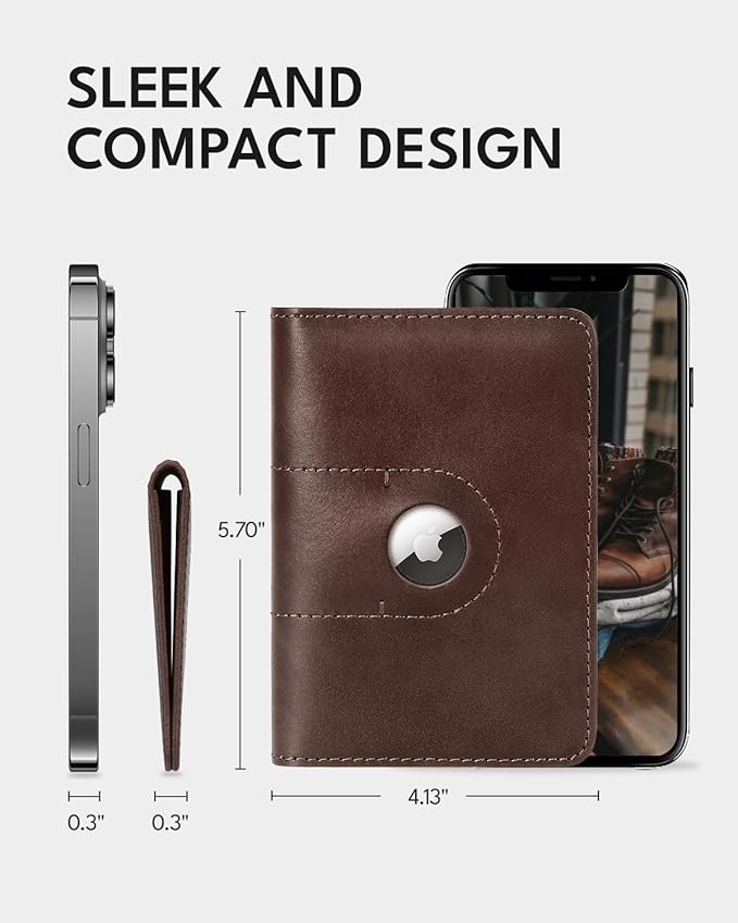 ALLIVE Passport Holder for Travel, Genuine Leather Passport Holder with Airtag Women Men,Travel Must Haves Airport Essentials, Passport Cover Travel Gifts Brown-CubbioJoy