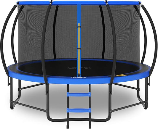 14FT 12FT 10FT 16FT Trampoline with Safety Enclosure, Anti-Rust Coating – ASTM Certified, Heavy-Duty Outdoor Trampoline with Ladder – for Kids & Adults-CubbioJoy