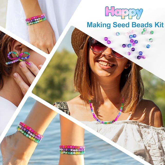 About 1200PCS 6mm Crack Glass Beads,24 Assorted Crack Violet Purple Series Colorful Crystal Beads for Bracelet and Jewelry Making and DIY Crafts,Friendship Bracelets-CubbioJoy