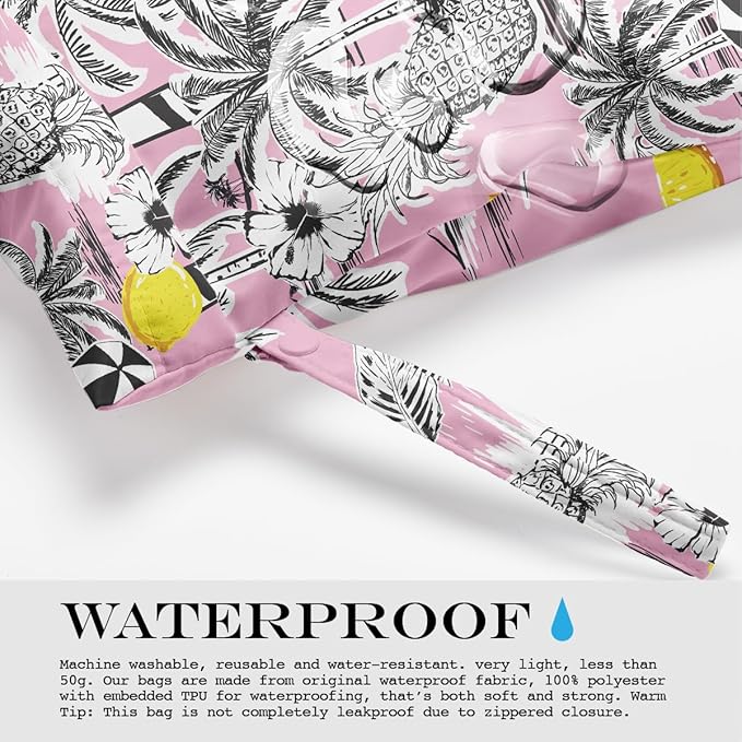 Wet Bag, Wet Dry Bag, Wet Bag for Swimsuit, Travel, Beach, Pool, Diapers, Dirty Yoga Gym Clothes, Makeup Bag, Waterproof Tropical Palm Leaves Decor Jungle Palm Leaf Favors-CubbioJoy