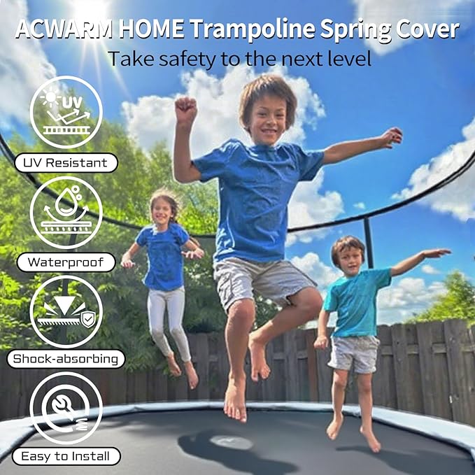 16FT/15FT/14FT/12FT/10FT Trampoline Safety Pad Replacement, Round Trampoline Spring Protection Cover, Fits 16FT/15FT/14FT/12FT/10FT Frames, Water-Resistant Trampoline Accessories-CubbioJoy