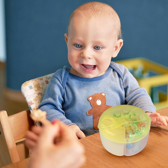 Accmor Baby Formula Dispenser On The Go, Formula Container to Go, Non-Spill Rotating Three-Compartment Formula Dispenser and Snack Storage Container for Infant Toddler Traveling-CubbioJoy