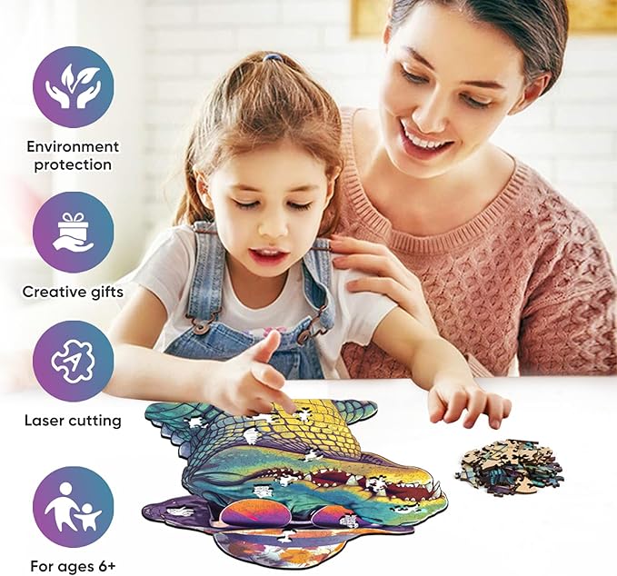 Cool Wooden Puzzle for Adults 500 Piece, Glasses Crocodile Wooden Jigsaw Puzzles, Beautiful Wooden Puzzle with Box Birthday Gifts for Adults and Kids Family Game(16 * 17.6in)-CubbioJoy