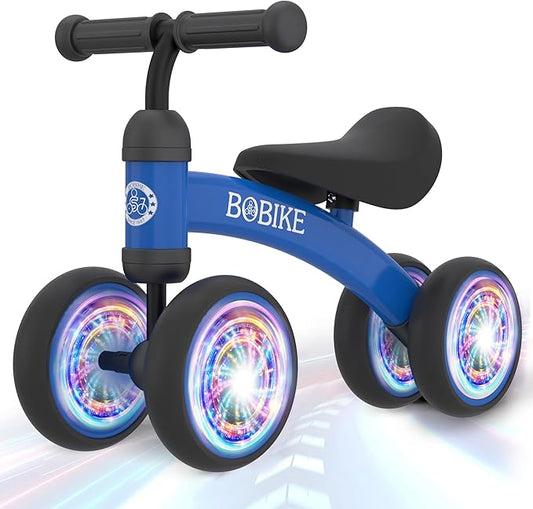 Baby Balance Bike Toys for 12-36 Months Kids Toy Boy and Girls Gifts Toddler Best First Birthday Gift Children Walker No Pedal Infant 4 Wheels Bicycle (Colorful, Blue-Light)-CubbioJoy