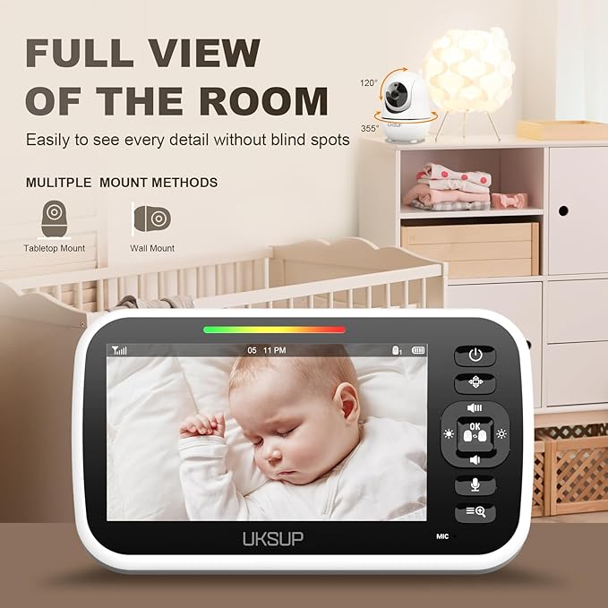Baby Monitor with 2 Cameras and Audio - Video Baby Monitor with 960ft Long Range, Remote Pan-Tilt-Zoom, Night Vision, Temperature Sensor, 2-Way Talk, 8 Lullabies, 30-Hour Battery & No WiFi-CubbioJoy