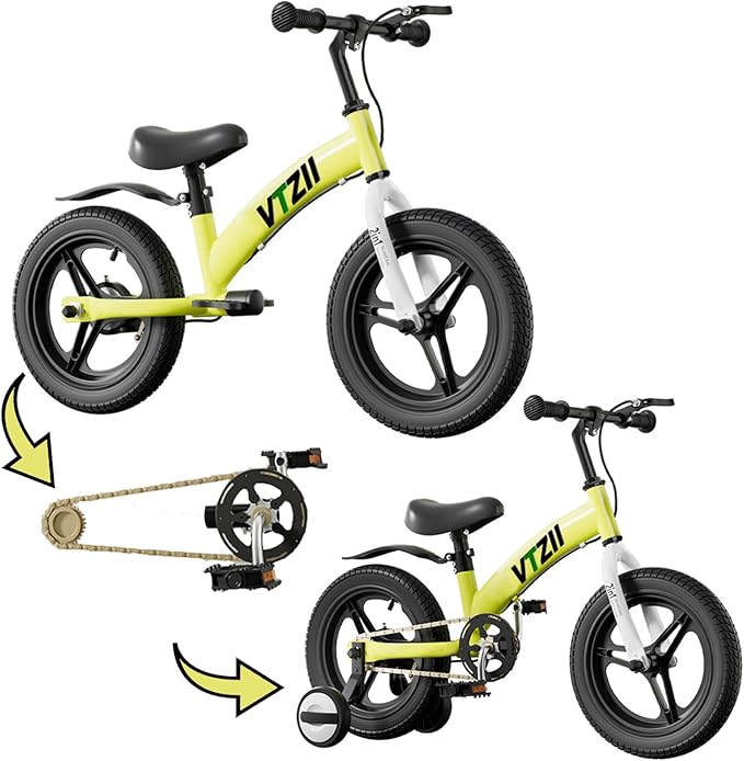 Balance Bike 2 in 1 with Pedals Brake Training Wheels Kickstand Pneumatic tyre,for Kids 2-7 Years Old,Kids Bike 12 14 16 inch-CubbioJoy