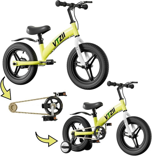 Balance Bike 2 in 1 with Pedals Brake Training Wheels Kickstand Pneumatic tyre,for Kids 2-7 Years Old,Kids Bike 12 14 16 inch-CubbioJoy
