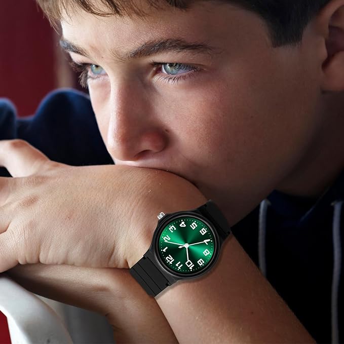 Kids Analog Watch Boys Girls, 30M Waterproof, Sports Watch for Boys, Easy to Read Children's Thin Dial Wrist Watches with Soft Band, for Ages 5-15 Kids Great Birthday Gifts Christmas Day-CubbioJoy