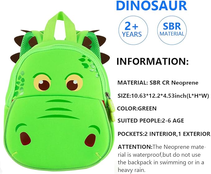 JiePai Dinosaur Toddler Backpack Hippo Kids Backpack Waterproof Cartoon Preschool-CubbioJoy