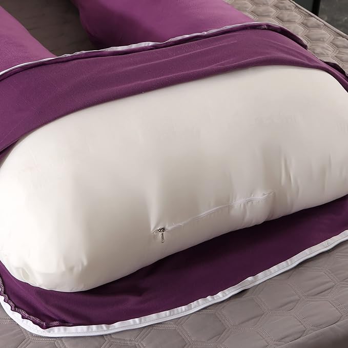 Amagoing 55 inches Pregnancy Pillows for Sleeping, U Shaped Maternity Full Body Pillow for Pregnant Women with Hip, Leg, Back, Belly Support, Washable Velvet Cover Included (Dark Purple)-CubbioJoy