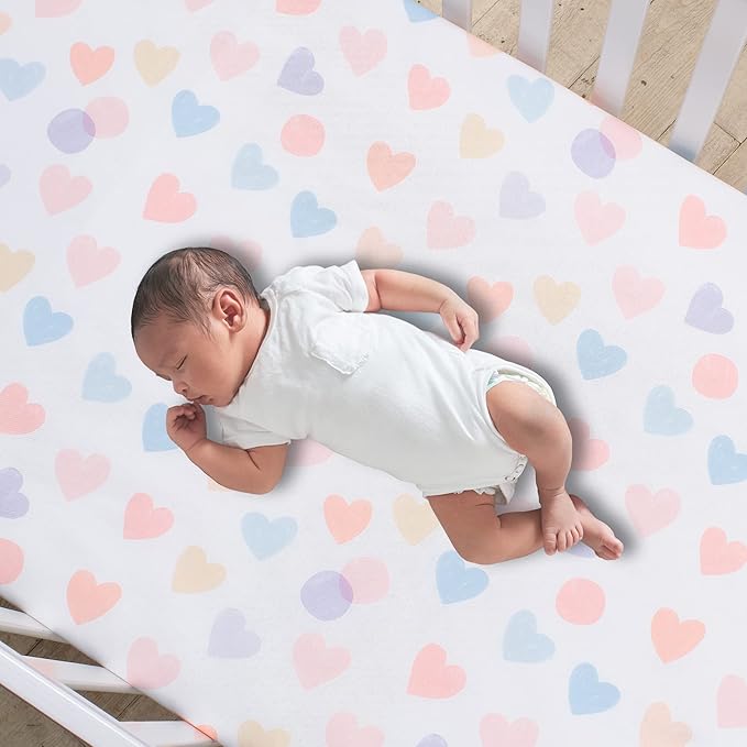 Bedtime Originals Rainbow Hearts Pink/Purple 3-Piece Baby Crib Bedding Set-CubbioJoy
