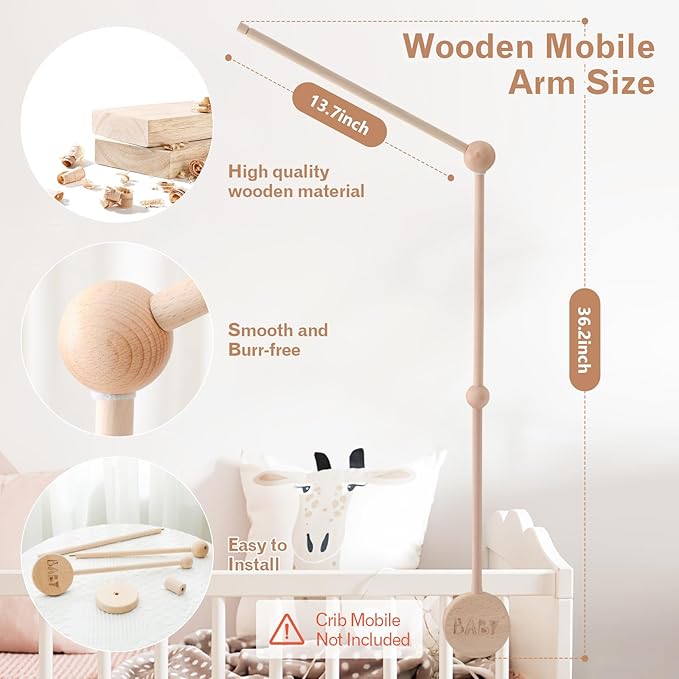 JETMHH Baby Crib Mobile Arm Holder - 36 Inch Large Version Safe Anti Slip Baby Mobile Hanger-CubbioJoy