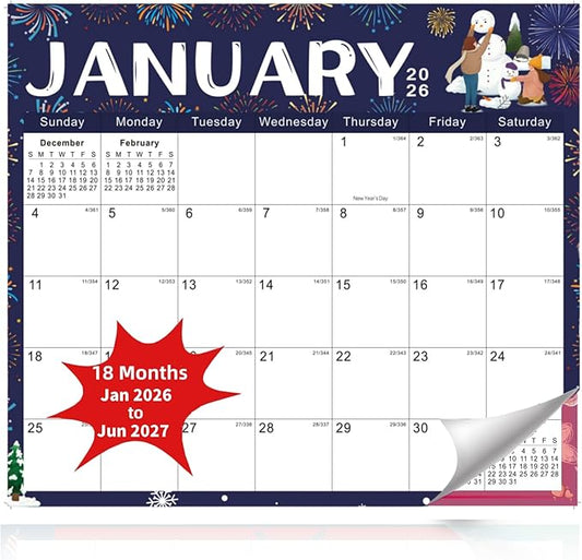 2026 Magnetic Fridge Calendar 18 Monthly Magnetic Calendar for Refrigerator 2026 Wall Calendar Planner Runs from January 2026 Until June 2027 Easy Organizing Markers Tearable (Festive)-CubbioJoy