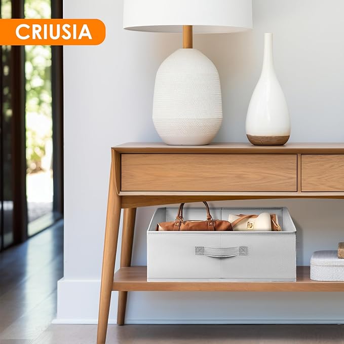 Criusia Closet Organizers Bins 8 Pack - Large Closet Shelf Organizer with Handles - Fabric Trapezoid Home Organization and Storage Baskets for Organizing Clothes Toy Blanket Towel Purse Hats-CubbioJoy