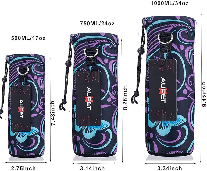 AUPET Water Bottle Bag Carrier,24oz/32oz Insulated Neoprene bottle Sling Holder Case Pouch Cover for 1000ML/750ML Bottles with Shoulder Strap for walking-CubbioJoy