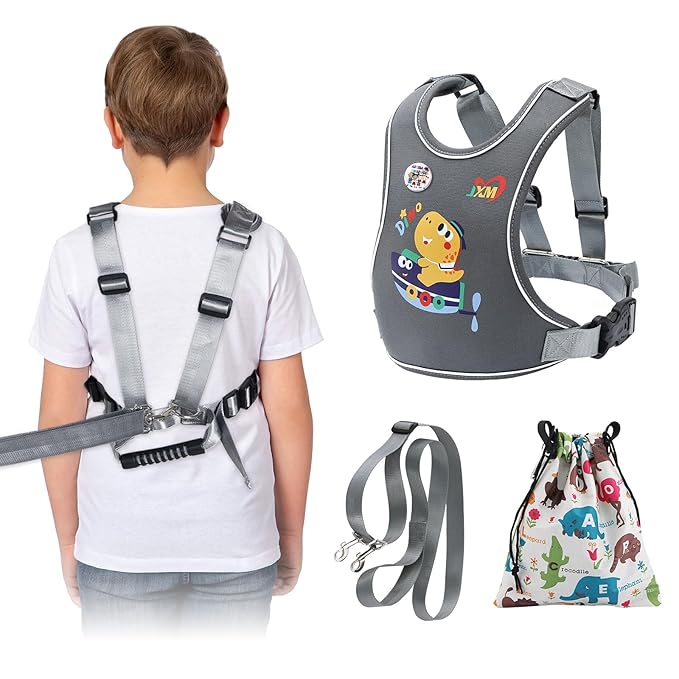 2025 New Safety Harness for Autism and Special Needs Child (3-6 yrs), Anti-Elopement Vest Harness with Light Reflector and Grab Handle for Active, Autistic ADHD Kids,Adjustable Tether Leash with Pouch-CubbioJoy