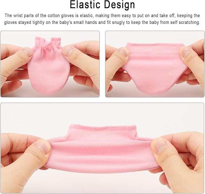 BQUBO Newborn Infant Toddler Mittens No Scratch Cotton Elastic Wrist Gloves Hypoallergenic for 0-6 Months Baby Boys Girls-CubbioJoy