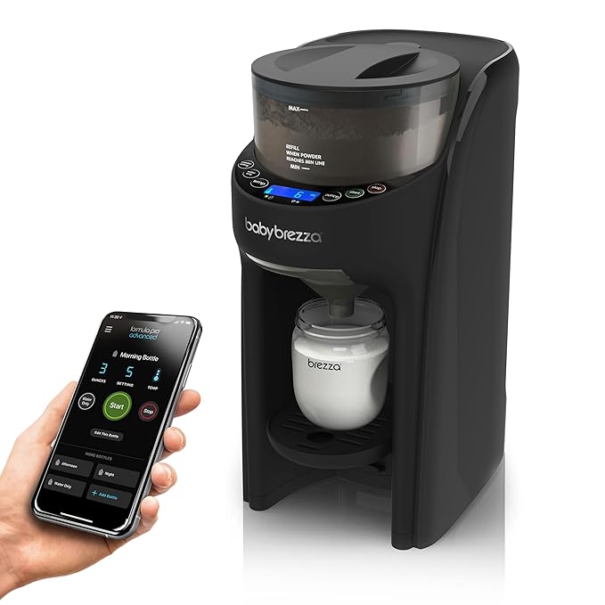 Baby Brezza Formula Pro Advanced WiFi Formula Dispenser - Automatically Mix a Warm Formula Bottle From Your Phone Instantly – Easily Make Bottle With Automatic Powder Blending Machine, Black-CubbioJoy