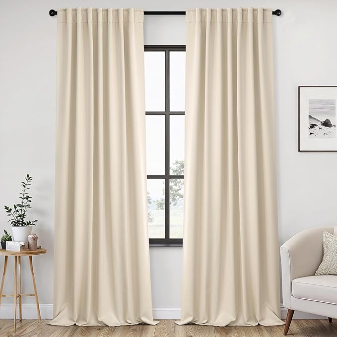 ANRODUO 120 Inch Room Darkening Curtains Extra Long Sage Green Light Blocking Curtains 2 Panels Set Thermal Insulated Blackout Drapes with Hooks, Rings, Clips 52x120-CubbioJoy