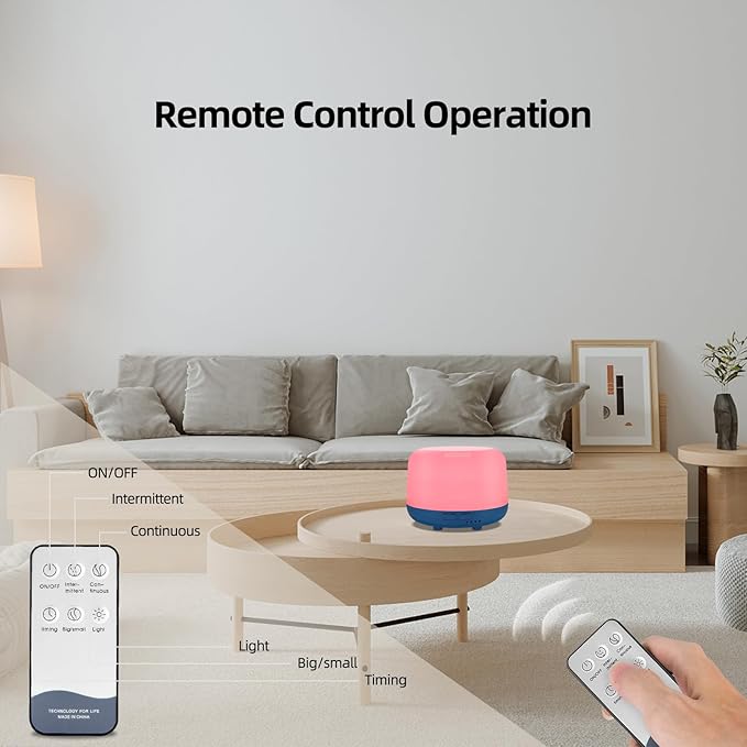 300ML Aromatherapy Ultrasonic Diffuser, Aroma Diffuser, Air Diffuser for Essential Oils, Oil Defuser with Remote, 7 Color Changing LED Light,Auto-Off,Timer for Home,Bedroom Office,Kids.-CubbioJoy