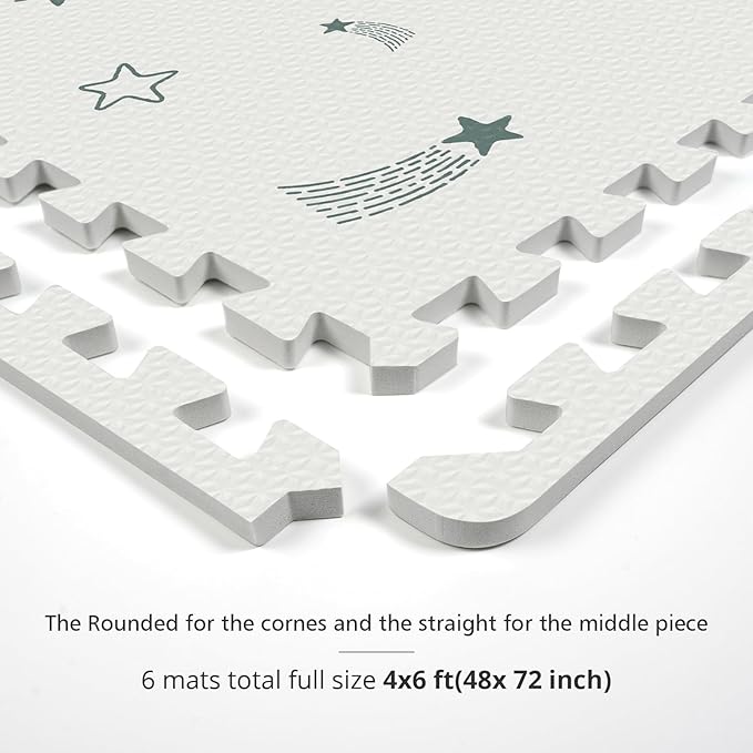 Baby Foam Play Mat, 72x48 Crawling Mat, Floor Mats for Kids for Baby with Interlocking Floor Tiles, Toddler Play Mats for Indoor and Outdoor, Easy to Clean Playroom Playmats-CubbioJoy